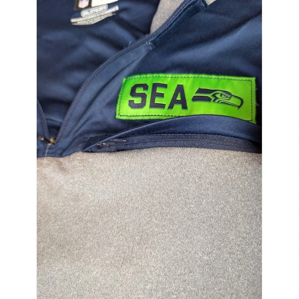 NFL Team Apparel Seattle Seahawks Quarter Zip Pullover Men's 2XL Navy Gray SEA